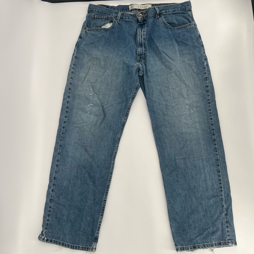 Arizona Jean Company Loose Fit Distressed Rough Hem Jeans Size 40 x 32 Men’s